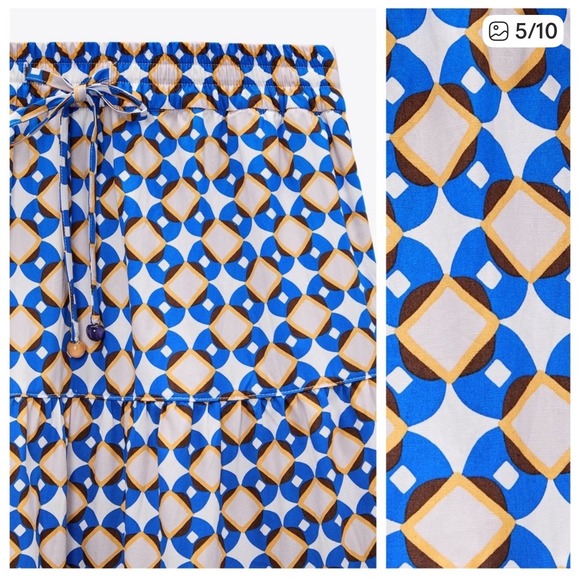Zara Woman Multicolored Geometric Print Tiered Maxi Skirt Size S - Picture 14 of 15